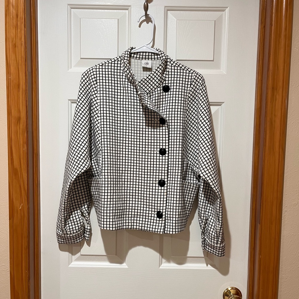 Cabi Windowpane Jacket Black and White cropped Jacket Size Small - Picture 1 of 7